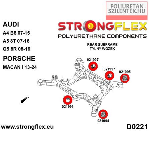 Hátsó futómű bölcső szilent készlet