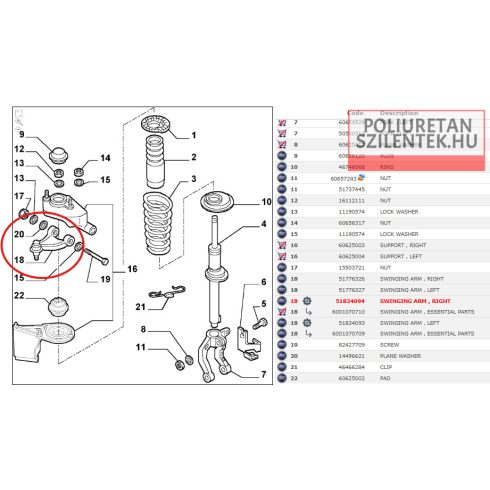 Első felső lengőkar szilent pár