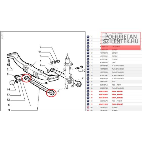 Hátsó elülső keresztlengőkar szilent 