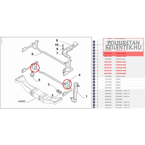 Hátsó stabilizátor szilent pár
