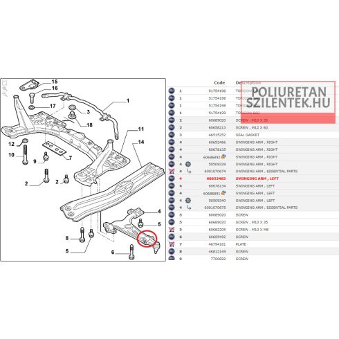 Első alsó lengőkar külső szilent pár