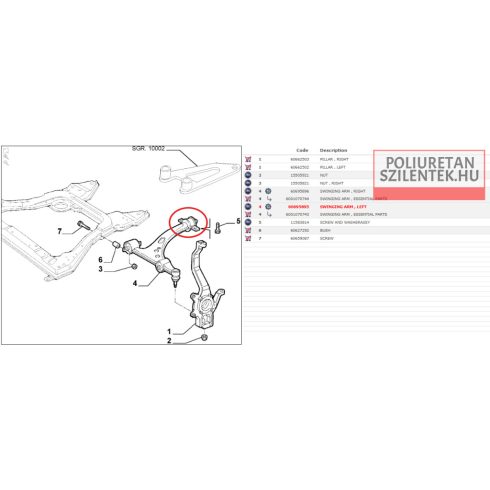 Első alsó lengőkar hátsó szilent