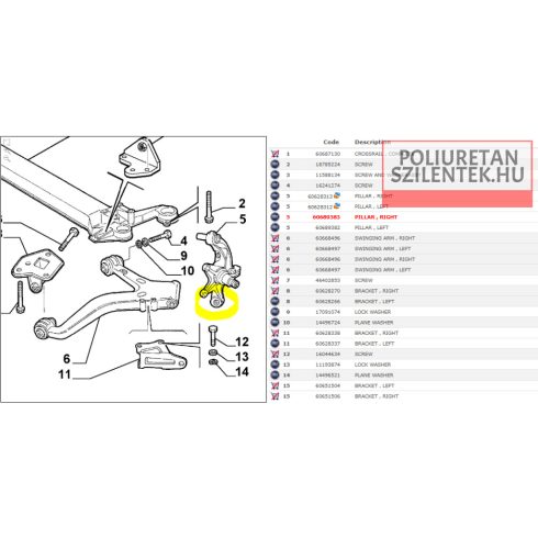 Hátsó csonkállvány alsó szilent pár