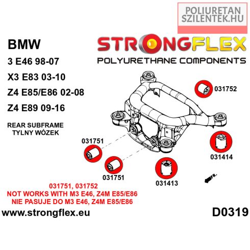 Hátsó futómű bölcső szilent készlet