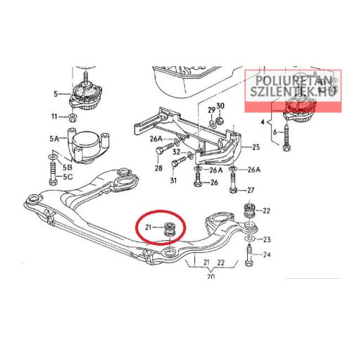 Első futómű bölcső elülső szilent