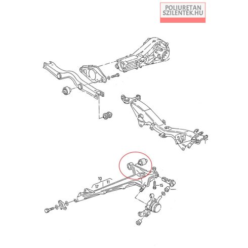 Hátsó alsó lengőkar belső szilent