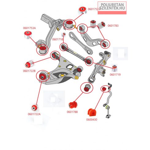 Hátsó futómű poliuretán szilent készlet