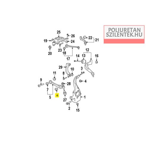 Első alsó elülső lengőkar külső szilent