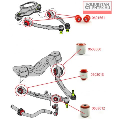 Első alsó elülső lengőkar külső szilent