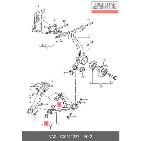 Hátsó alsó lengőkar elülső szilent