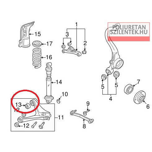 Hátsó alsó lengőkar hátsó szilent