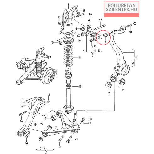 Hátsó felső lengőkar külső szilent