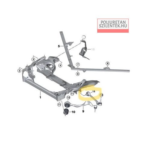 Első futómű hátsó lengőkar szilent