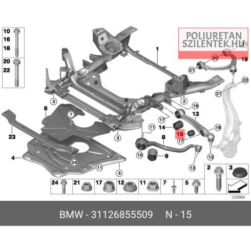 Első futómű alsó hátsó lengőkar külső szilent