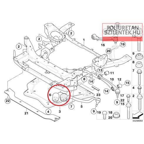 Első futómű alsó elülső lengőkar belső szilent