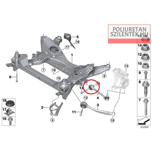 Első futómű hátsó lengőkar szilent