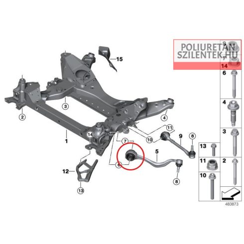Első futómű elülső lengőkar szilent