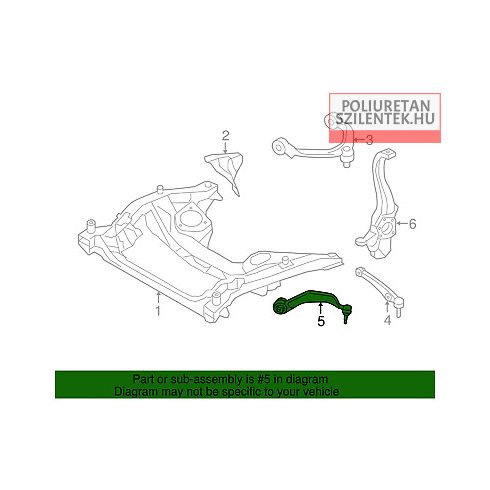 Első futómű elülső lengőkar belső szilent