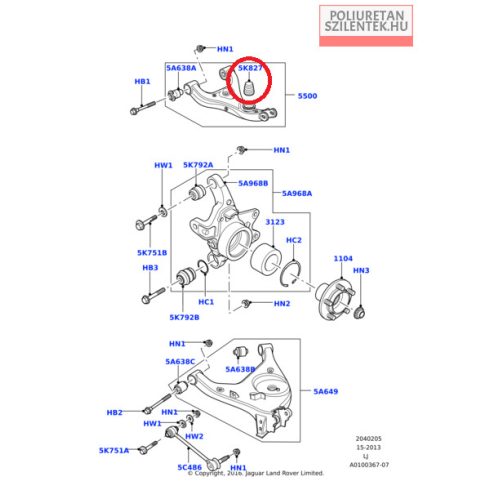 Hátsó felső lengőkar ütköző bak