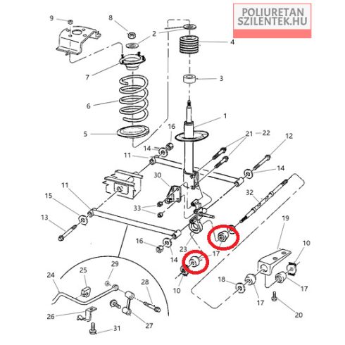 Hátsó lengőkar szilent készlet