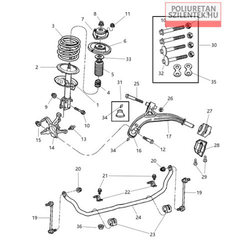 Első lengőkar elülső szilent