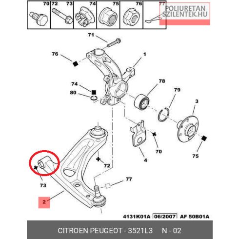 Első lengőkar elülső szilent