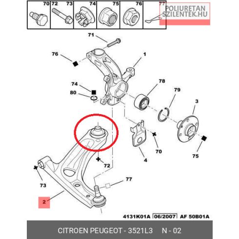 Első lengőkar hátsó szilent