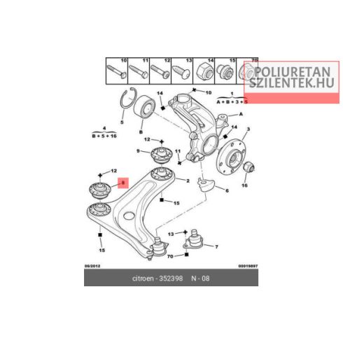 Első lengőkar elülső szilent