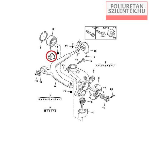 Első lengőkar elülső szilent