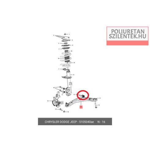 Első lengőkar elülső szilent