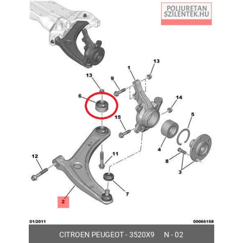 Első lengőkar hátsó szilent