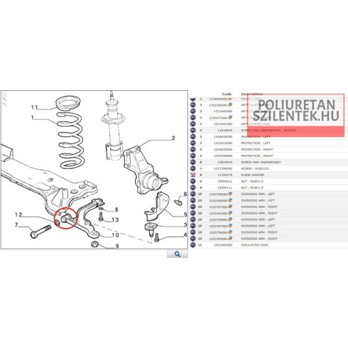 Első lengőkar elülső szilent