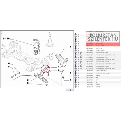 Első lengőkar hátsó szilent