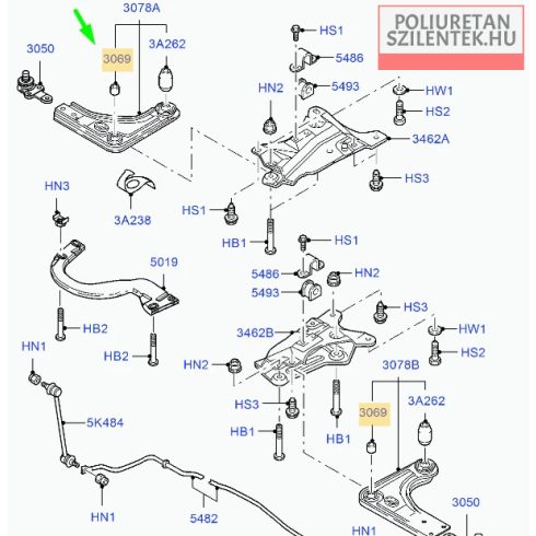 Első lengőkar elülső szilent pár