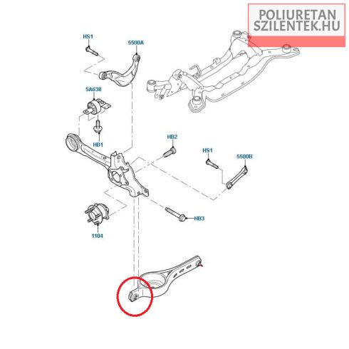 Hátsó alsó lengőkar külső szilent