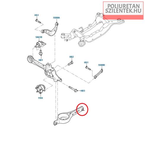 Hátsó alsó lengőkar belső szilent