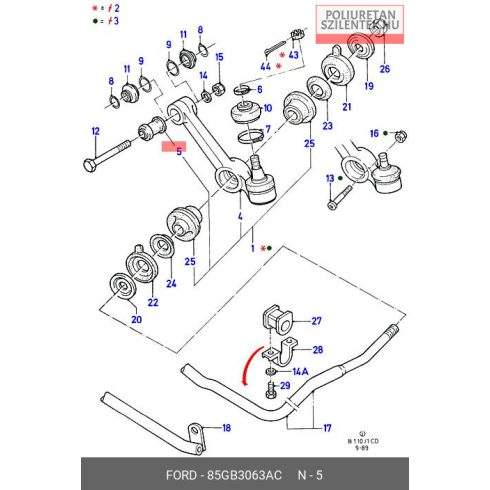 Első lengőkar belső szilent