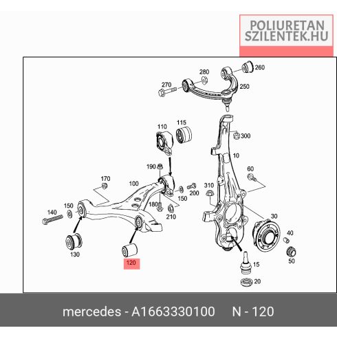 Első alsó lengőkar külső szilent