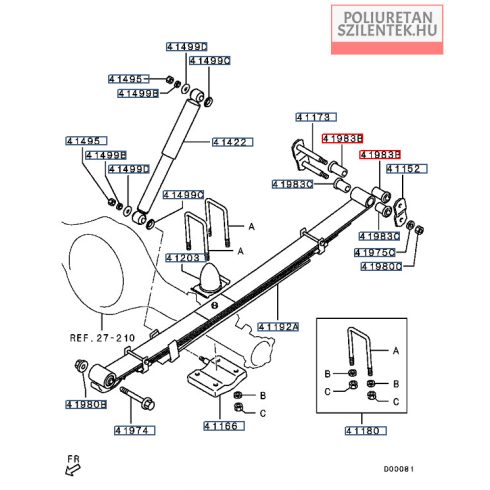 Hátsó laprugó hátulsó felső szilent