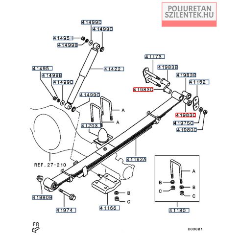 Hátsó laprugó hátulsó alsó szilent