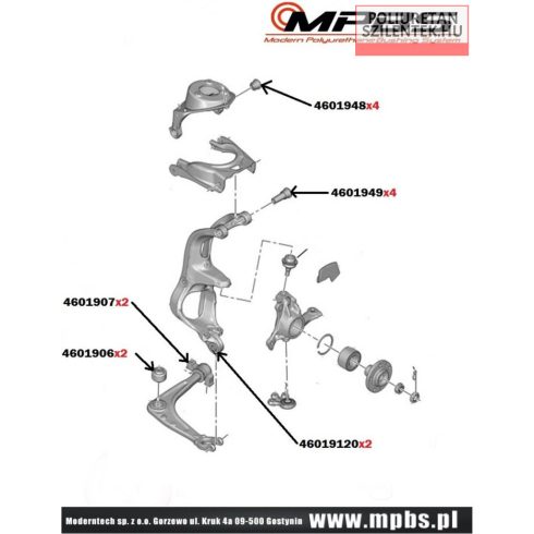 Első felső lengőkar külső szilent