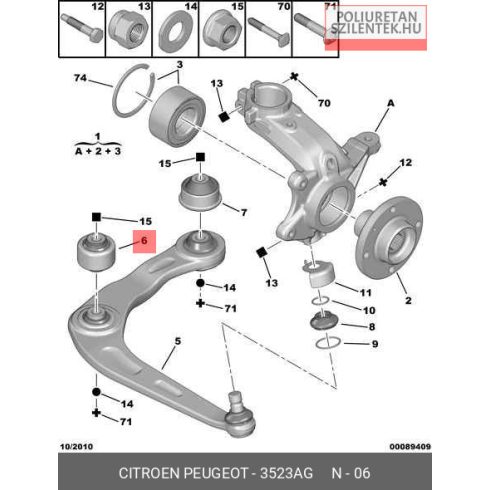 Első lengőkar elülső szilent