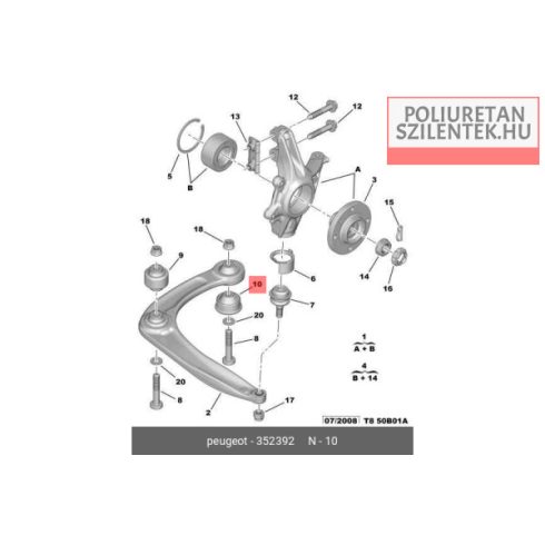 Első lengőkar hátsó szilent