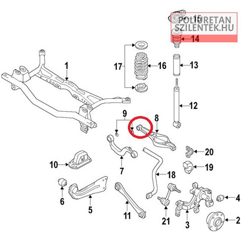 Hátsó alsó lengőkar belső szilent pár