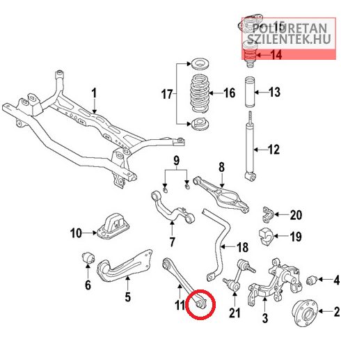 Hátsó alsó lengőkar külső szilent pár