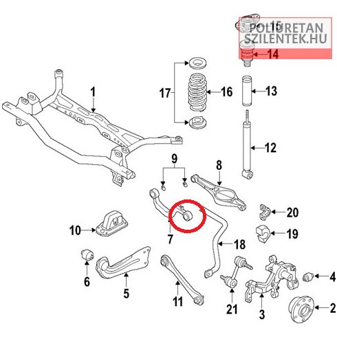 Hátsó felső lengőkar külső szilent pár