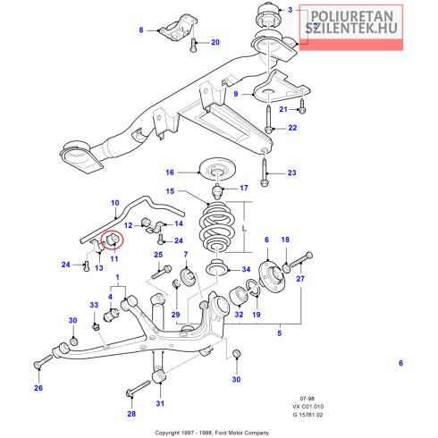 Hátsó stabilizátor belső szilent