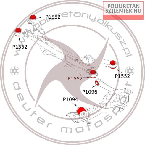 Hátsó futómű bölcső szilent készlet