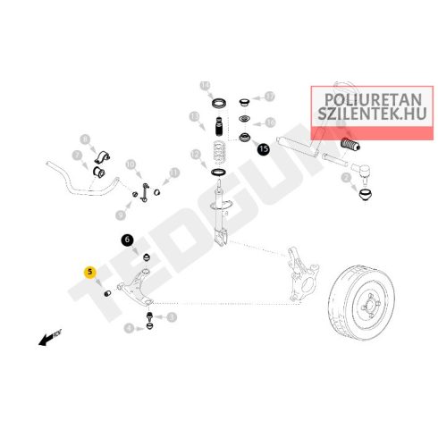 Első lengőkar elülső szilent