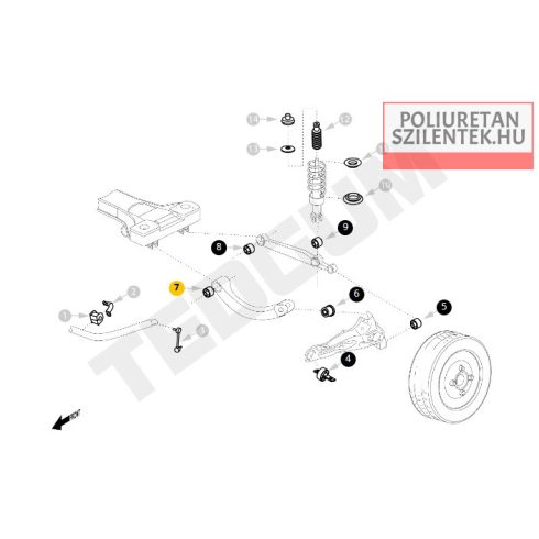 Hátsó felső lengőkar belső szilent